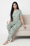 Zivame Knit Cotton Pyjama Set - Cameo Green — thumbnail 1